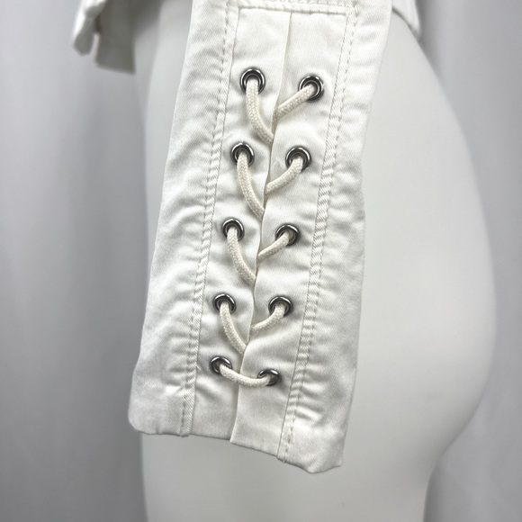 NWT WHBM White Cropped Zip Front Lace Up Jacket, Size 2 - Picture 6 of 11